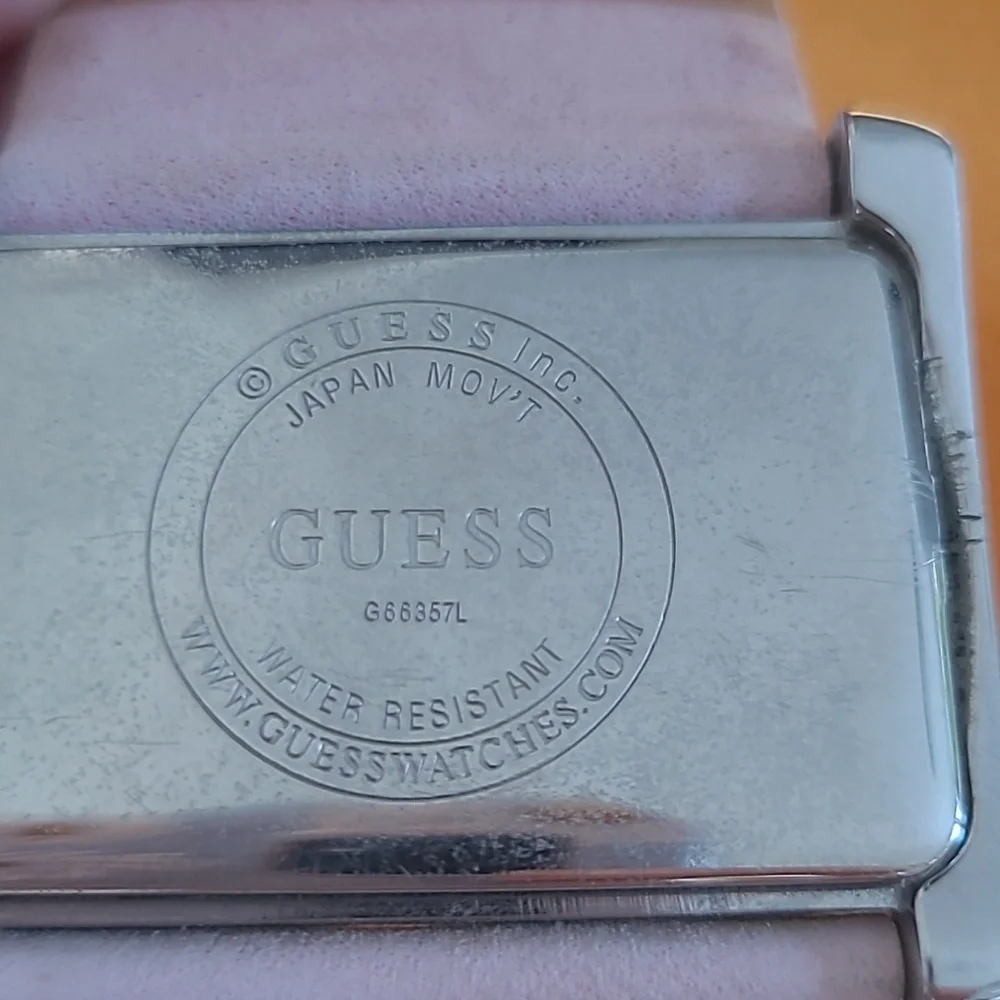 GUESS TANK Silver and Pink Women's Watch